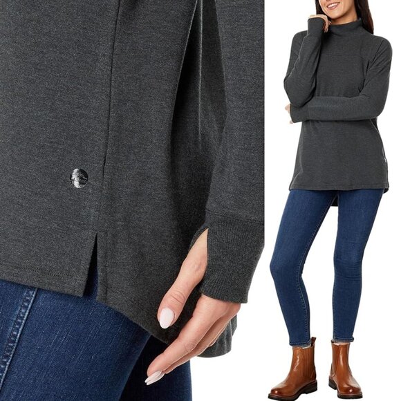 L.L. Bean SoftFlex Mockneck Pullover Size L Regular Midnight Black Heather Tunic - Picture 2 of 16